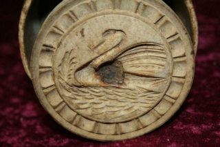 Rare Vintage/antique Wooden Folk Art Hand Carved Butter Mold Stamp Press W/ Swan
