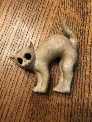 Rare Antique Halloween Arched Cat.  Composition.  Spooky