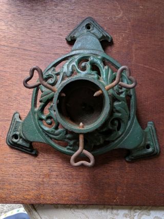 Vtg Antique Cast Iron Heirloom Christmas Tree Stand Green Metal Heavy Ornate