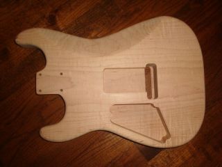 Musikraft RARE 1 Pc Solid FLAME MAPLE STRAT BODY Charvel Replacement Floyd Rose 3