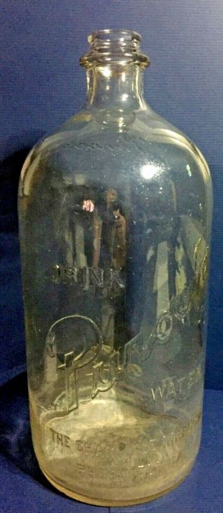 Antique Drink Purock Water One Gallon Glass Bottle Charles E.  Hires Co.  Phila.