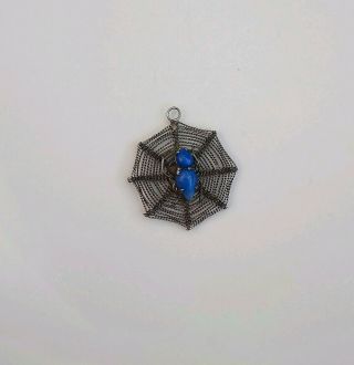 Rare Antique Victorian Silver Spider Web Bug Charm Pendant
