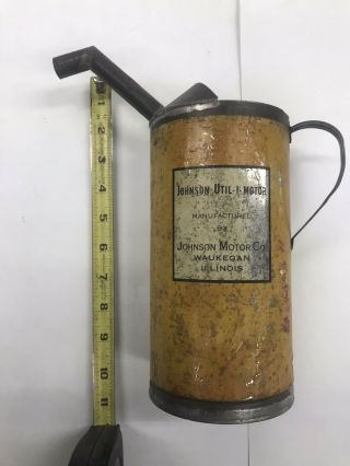 Vintage Johnson Utilimotor Oil&gas Fuel Mixing Can/tin Rare Spout Yellow Maytag