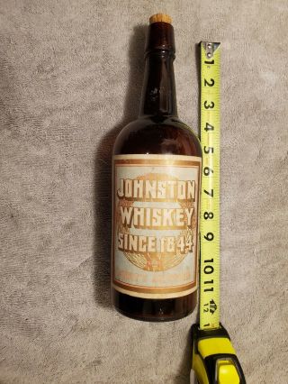 Johnston Whiskey Bottle Since 1844 Label & Rare Old Antique Prohibition?