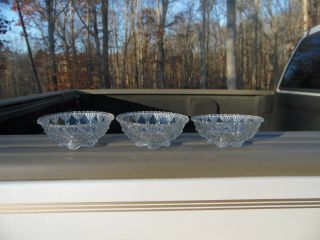3 Antique Eapg Footed Sauce Bowls / National Glass Co.  No.  350 / Circa 1901