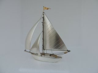 Vintage Masterly Hand Crafted Solid Sterling Silver 970 Ship Yacht 51 Gr 1.  8 Oz