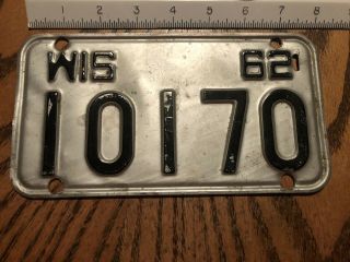 1962 Wisconsin Motorcycle License Plate Vintage Antique Harley 10170