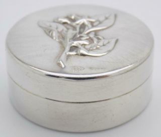 Vintage Solid Silver Italian Made Round Decorated Pill Snuff Box Hallmarked