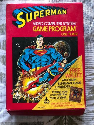 Vintage 1978 Superman Atari 2600 Game Box Only Hangtab Untorn Rare