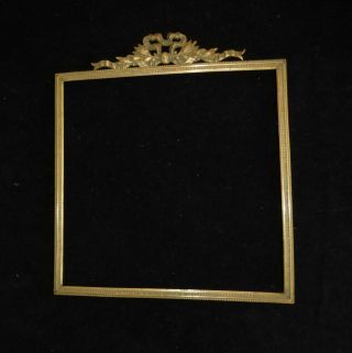 Antique French Picture Frame - Bronze With Ribbon - Rare Square Shape Ormolu
