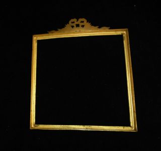 ANTIQUE FRENCH PICTURE FRAME - BRONZE WITH RIBBON - RARE SQUARE SHAPE ORMOLU 3