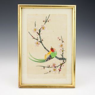 Antique Chinese - Oriental Bird Pith Rice Paper Painting - Lovely