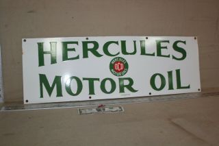 Rare Hercules Motor Oil Chicago Dealer Porcelain Metal Sign Gas Oil Farm