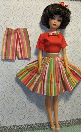 Vintage Uneeda Miss Suzette Barbie Clone Blouse/skirt/shorts/shoes Htf Outfit