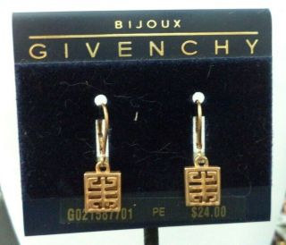 Rare Vintage Estate Signed Givenchy Bijoux Couture 1 " Earrings On Card G905y