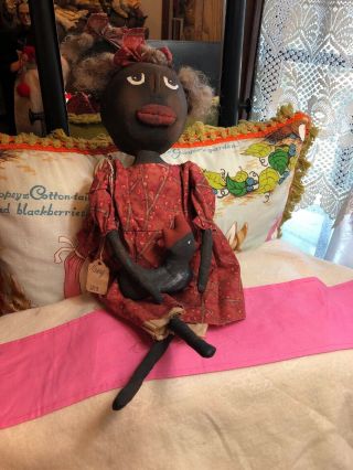 Primitive Grungy Mammy Doll With Chicken Ooak 19 " Tall