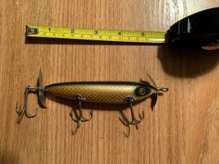 Heddon Dowagiac Propeller Minnow Collectable Antique Lure 6 " Glass Eyes Wooden