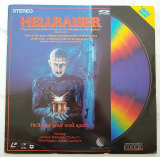 Hellraiser Laserdisc Rare Clive Barker Image 1988 Release World Video Image