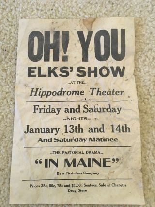 1900’s Goldfield Nevada Hippodrome Theatre Advertising Poster Rare