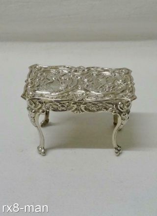 1901 Rare Solid Sterling Silver Miniature Cherub Embossed Table - Levi & Salaman