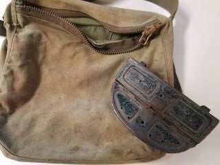 Vintage RARE CLOTH/BRASS Fishing Creel & Worm/Cricket - Grasshopper Bait Box 2