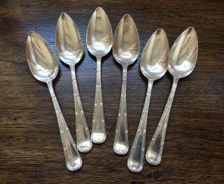6 Vintage Epns Silver Plated Pointed Shiny Spoons Grape Fruit Etc