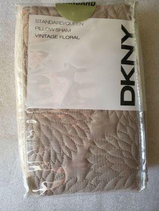Rare Nos Dkny Vintage Floral Standard Queen Pillow Sham Quilted Discontinued