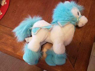 Vintage Classic Toy Co White & Teal Unicorn Horse Pony Stuffed Animal Plush Toy