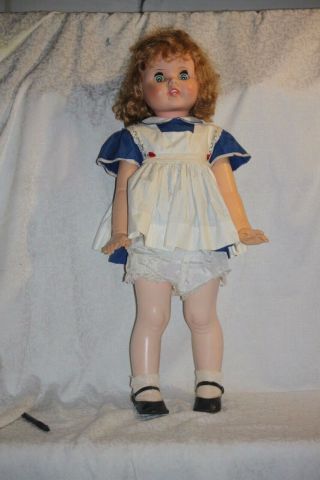 Large Vintage Walking Baby Doll 29 1/2 Inches Blonde Hair