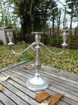 Lovely Vintage Silver Plate Three Candle Table Top Candelabra By Viners England.