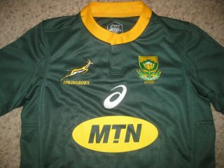South Africa Springboks Asics Team Rugby Jersey S Green & Yellow Vintage Rare 2