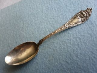 Rare Mechanic Co Sterling Tea Spoon Art Nouveau Cherub Angel Putti 5.  75 " 22gr