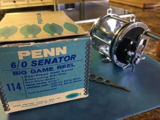 Rare Vintage Penn Senator 114 6/0 Salt Water Fishing Reel & Wrench