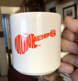 The Monkees Coffee Mug 1986 Columbia Pictures Red Guitar Logo Rare