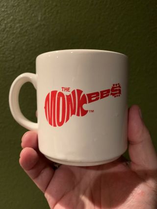 THE MONKEES COFFEE MUG 1986 Columbia Pictures Red Guitar Logo RARE 2