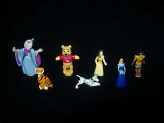 Polly Pocket Seven Disney Figures (winnie,  Magnetic Belle,  Dalamtian)