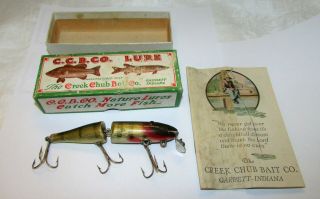 Vintage Creek Chub Jointed Pikie Minnow Fishing Lure W/box Glass Eyes,  Paper