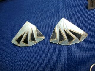 Grandmas Estate 925 Sterling Silver Rare Enamel Earrings