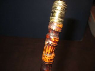 Mwx.  24: Antique Victorian Fine Rolled Gold Presentation Top Walking Stick Cane