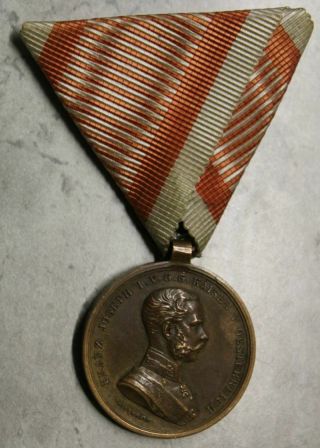 Rare Orig Austria Kuk Ww1 Bronze Bravery Medal Kaiser Fj1 Franz Joseph & Ribbon