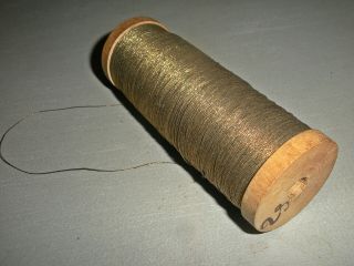 Antique French Wooden Spool Of Wire Thread Appears