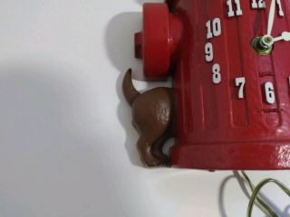 Rare Vintage Spartus Electric Wall Clock Fire Hydrant & Tail Wagging Dog 2