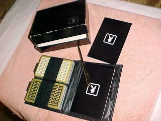 1970 Era - Playboy Deluxe Boxed Bridge Set - Case And Scorepad - Rare