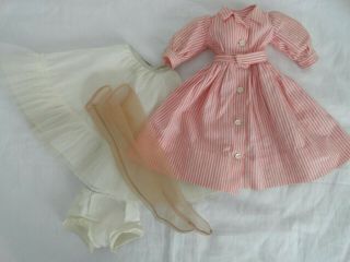 Vtg Cissy Doll Outfit Pink Pinstripe Dress,  Slip,  Nylons,  Undies