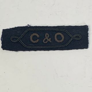 Rare Vintage Early C& O Railroad Embroidered Uniform Patch 4 1/2” X 1 1/4”