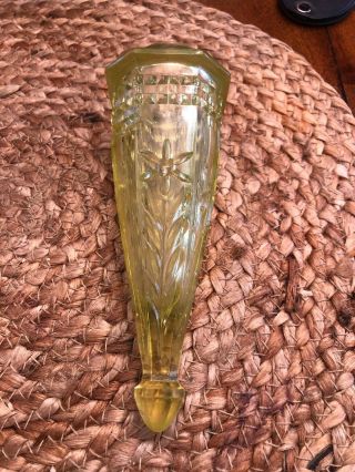 Antique Model A Ford Flower Bud Vase Vaseline Glass Hot Rod Auto Car Accessory