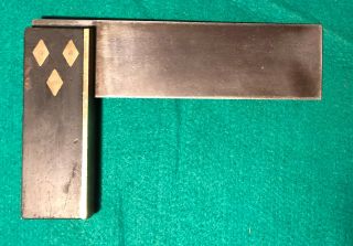Antique Wood And Brass Carpenters Square 6 Inch Miter Try Square