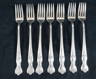 7 Vintage Silverplate Grill Forks By Wm Rogers Magnolia,  Inspiration Pattern