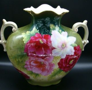 Antique Bavaria Hand Painted Floral Vase Artist Signed Richter 7 - 3/4 " No Damage
