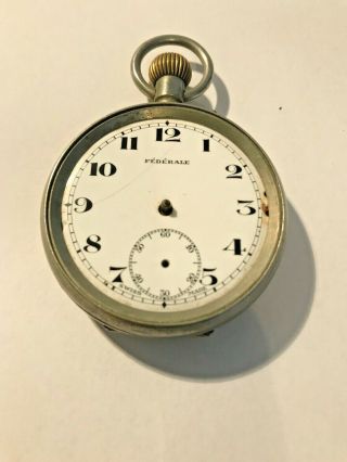Antique FÉdÉrale Silver Plated,  Pocket Watch,  15 Jewels,  Federale